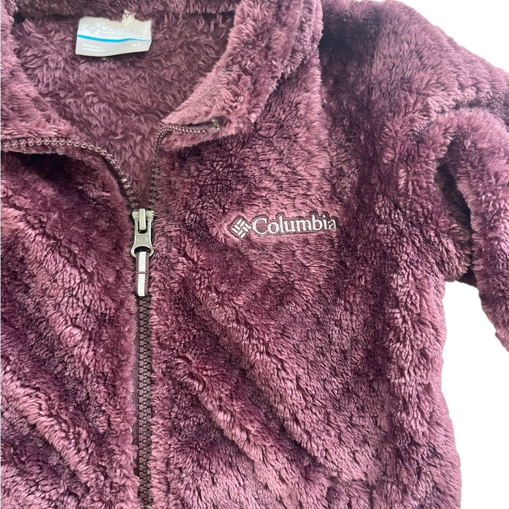 Girls Columbia Purple Velour Zip Up Jacket